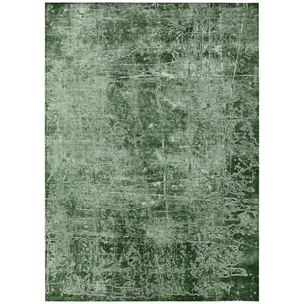 3' X 5' Emerald Abstract Washable Non Skid Indoor Outdoor Area Rug