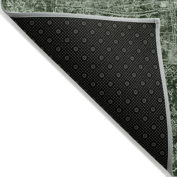3' X 5' Emerald Abstract Washable Non Skid Indoor Outdoor Area Rug