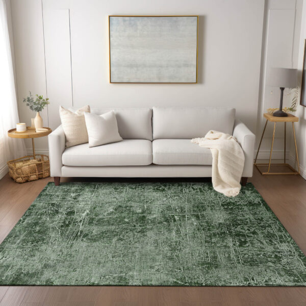 3' X 5' Emerald Abstract Washable Non Skid Indoor Outdoor Area Rug