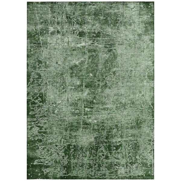 3' X 5' Emerald Abstract Washable Non Skid Indoor Outdoor Area Rug