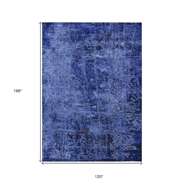 10' X 14' Navy Blue Abstract Washable Non Skid Indoor Outdoor Area Rug