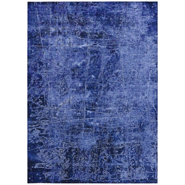10' X 14' Navy Blue Abstract Washable Non Skid Indoor Outdoor Area Rug