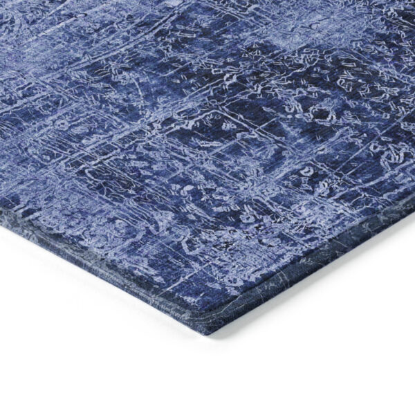 10' X 14' Navy Blue Abstract Washable Non Skid Indoor Outdoor Area Rug