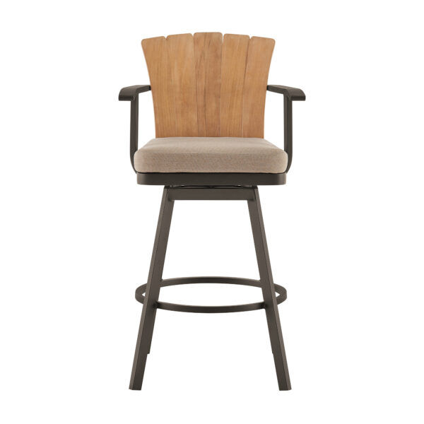 40" Brown Metal Swivel Outdoor Counter Height Bar chair with Footrest