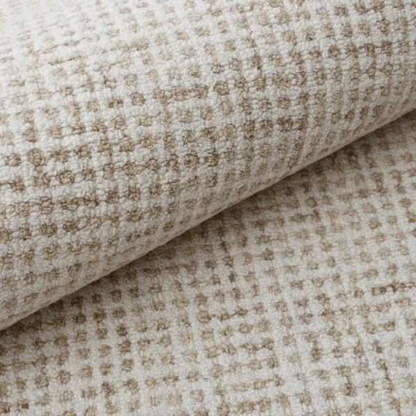8' Runner Beige and Ivory Wool Checkered Hand Tufted Runner Rug