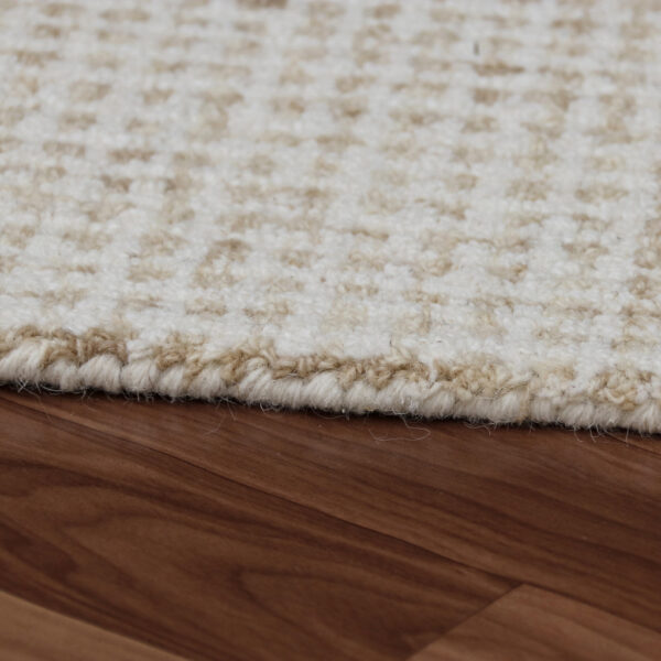 8' Runner Beige and Ivory Wool Checkered Hand Tufted Runner Rug