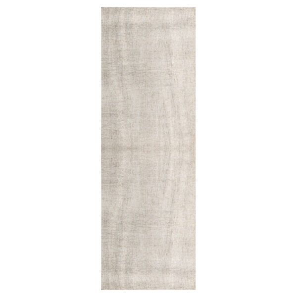 8' Runner Beige and Ivory Wool Checkered Hand Tufted Runner Rug