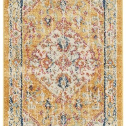 10' Yellow And Ivory Dhurrie Runner Rug