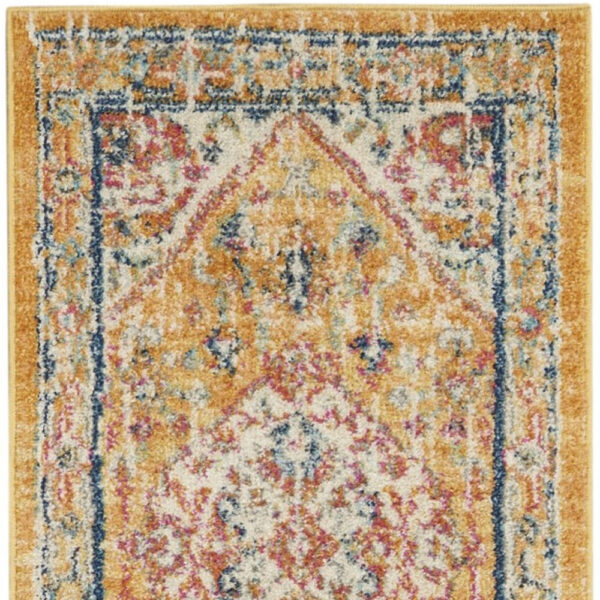 10' Yellow And Ivory Dhurrie Runner Rug