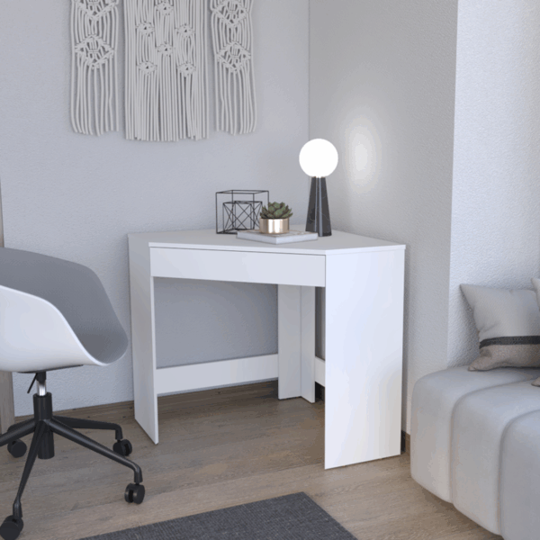 30" White Wood Corner Computer Desk