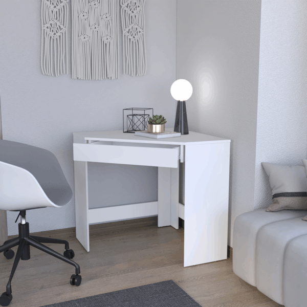 30" White Wood Corner Computer Desk