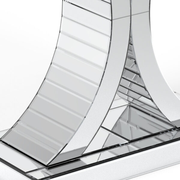 39" Silver Mirrored Glass Pedestal Console Table
