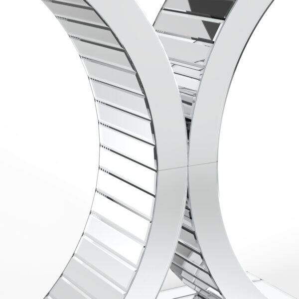39" Silver Mirrored Glass Pedestal Console Table