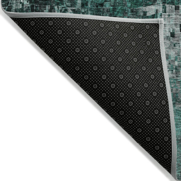 9' X 12' Teal Blue Aqua And Gray Abstract Washable Indoor Outdoor Area Rug