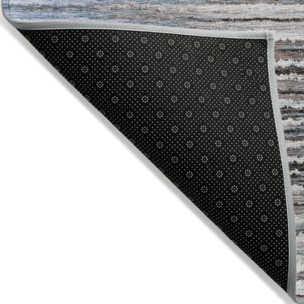 10' X 14' Sky Blue And Denim Blue Striped Washable Indoor Outdoor Area Rug