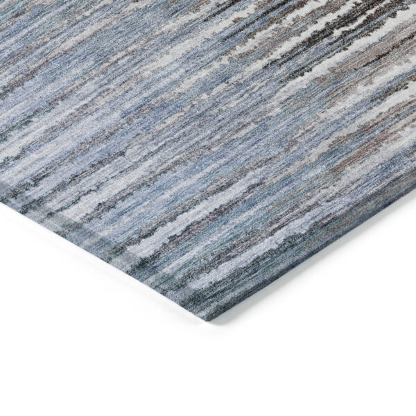 10' X 14' Sky Blue And Denim Blue Striped Washable Indoor Outdoor Area Rug