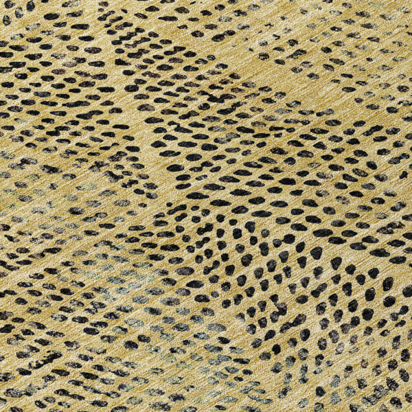 3' X 5' Gold Black And Charcoal Geometric Washable Indoor Outdoor Area Rug