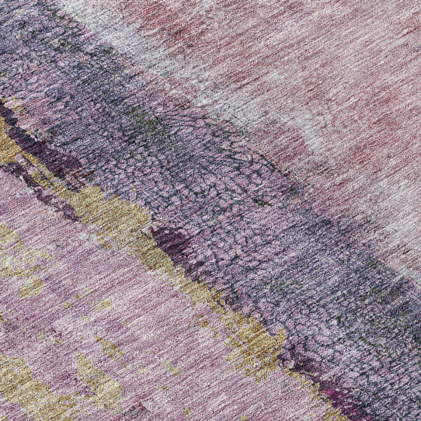 5' X 8' Blush Pink And Purple Abstract Washable Indoor Outdoor Area Rug