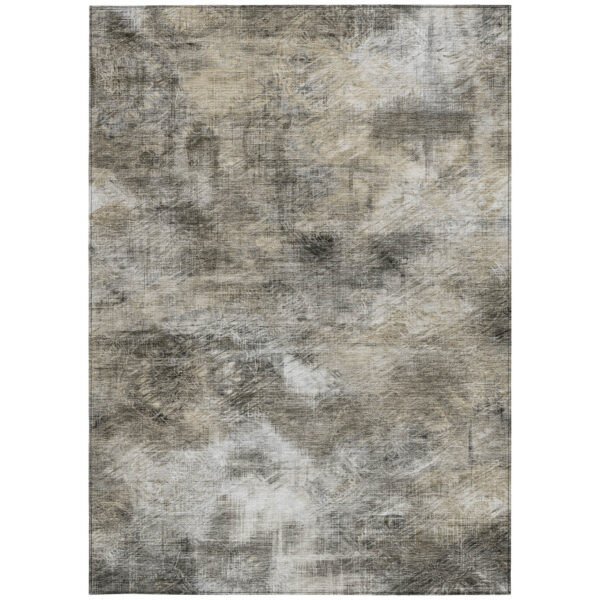 5' X 8' Beige Taupe And Gray Abstract Washable Indoor Outdoor Area Rug