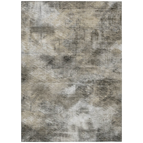 5' X 8' Beige Taupe And Gray Abstract Washable Indoor Outdoor Area Rug