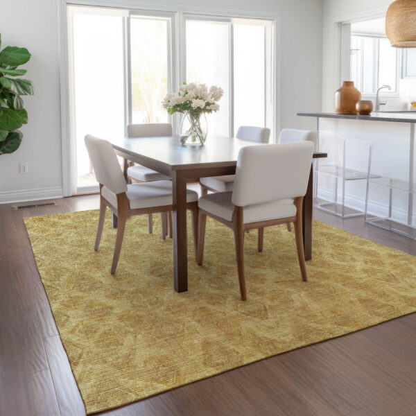 8' X 10' Gold Taupe And Beige Geometric Washable Indoor Outdoor Area Rug