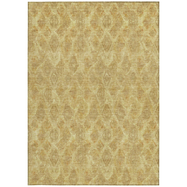 8' X 10' Gold Taupe And Beige Geometric Washable Indoor Outdoor Area Rug