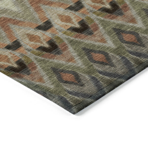 9' X 12' Taupe Olive Green And Beige Southwestern Washable Indoor Outdoor Area Rug