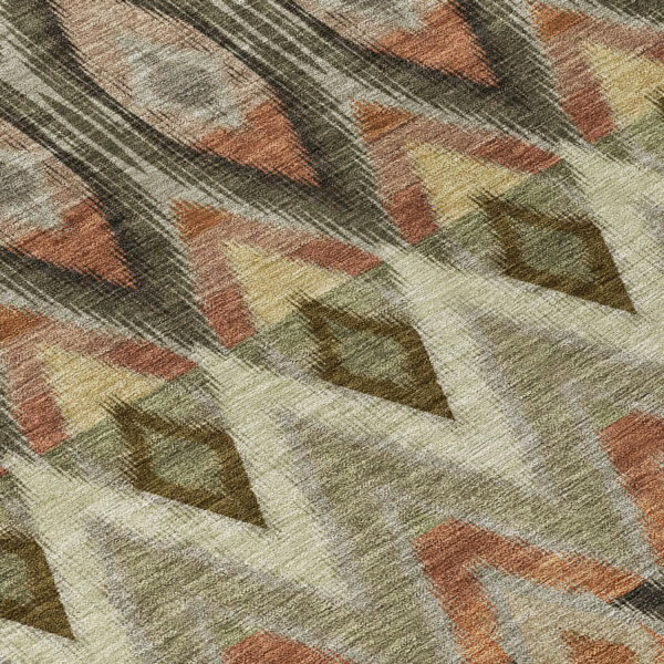 9' X 12' Taupe Olive Green And Beige Southwestern Washable Indoor Outdoor Area Rug