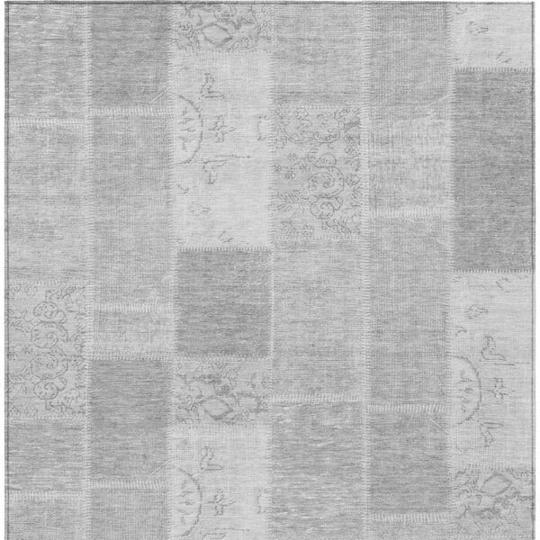 8' X 10' Silver Gray And Graphite Patchwork Washable Indoor Outdoor Area Rug