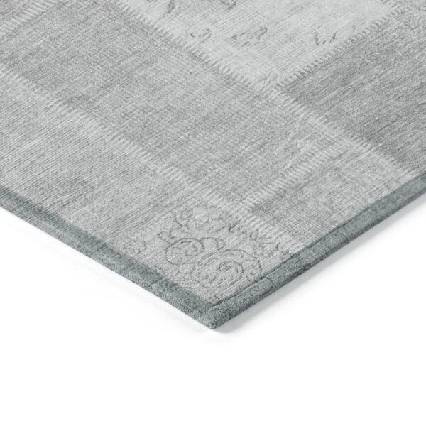 8' X 10' Silver Gray And Graphite Patchwork Washable Indoor Outdoor Area Rug