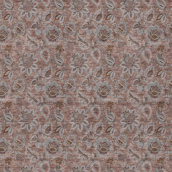 8' X 10' Copper Gray And Silver Floral Washable Indoor Outdoor Area Rug