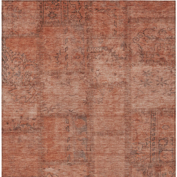 9' X 12' Salmon Copper And Gray Patchwork Washable Indoor Outdoor Area Rug