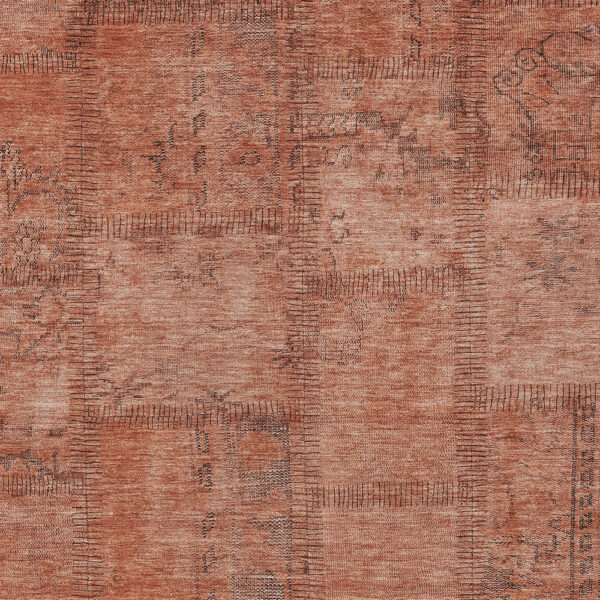 9' X 12' Salmon Copper And Gray Patchwork Washable Indoor Outdoor Area Rug