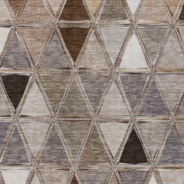 8' X 10' Brown Beige And Khaki Geometric Washable Indoor Outdoor Area Rug
