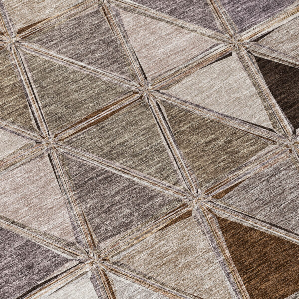 8' X 10' Brown Beige And Khaki Geometric Washable Indoor Outdoor Area Rug