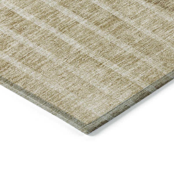10' X 14' Brown Taupe And Ivory Striped Washable Indoor Outdoor Area Rug