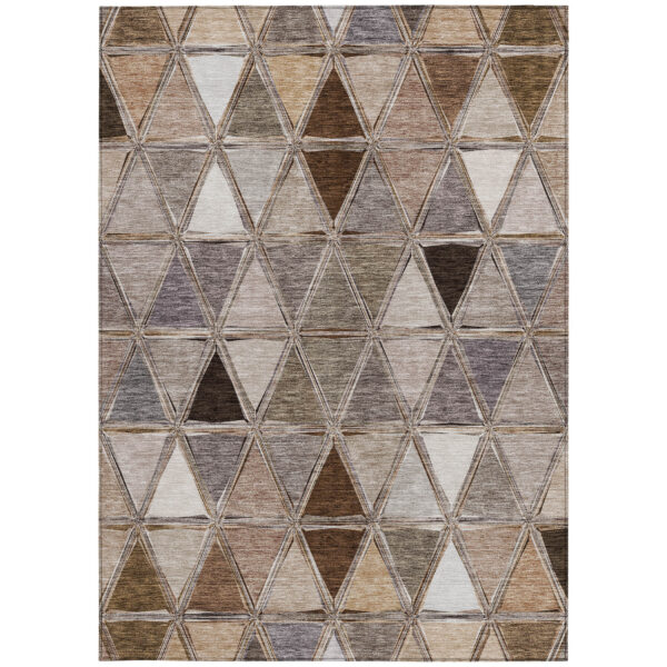 8' X 10' Brown Beige And Khaki Geometric Washable Indoor Outdoor Area Rug