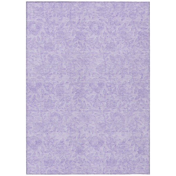 8' X 10' Lilac And Purple Floral Washable Indoor Outdoor Area Rug
