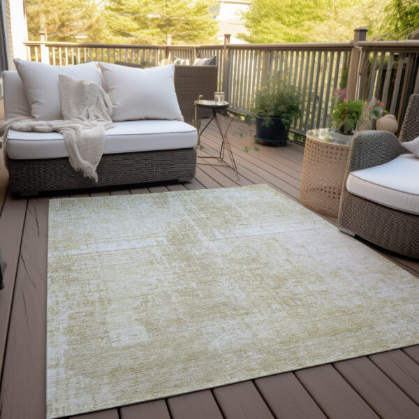 9' X 12' Beige And Taupe Abstract Washable Indoor Outdoor Area Rug