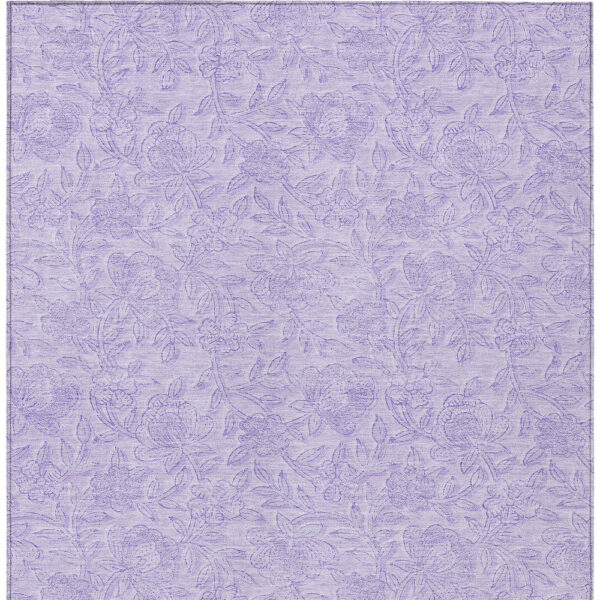 8' X 10' Lilac And Purple Floral Washable Indoor Outdoor Area Rug