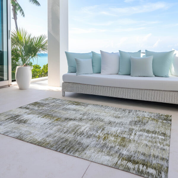10' X 14' Brown And Taupe Abstract Washable Indoor Outdoor Area Rug