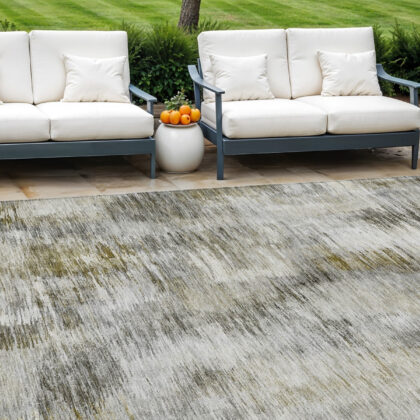 10' X 14' Brown And Taupe Abstract Washable Indoor Outdoor Area Rug