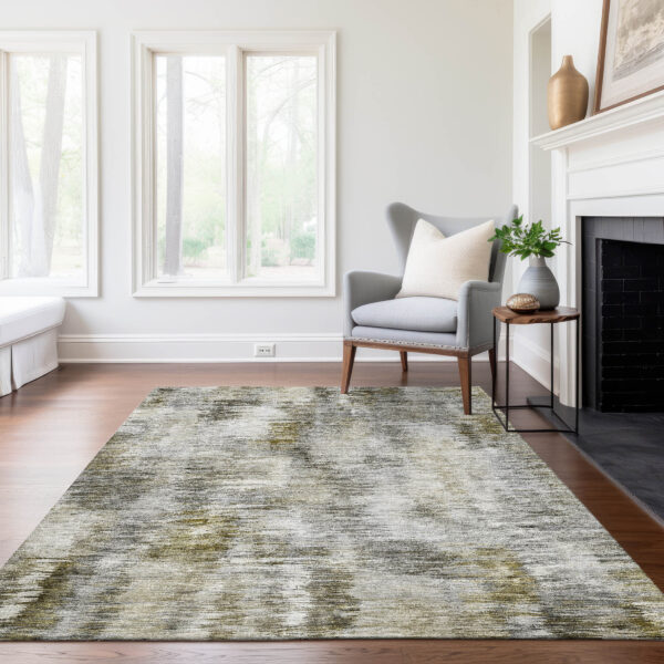 10' X 14' Brown And Taupe Abstract Washable Indoor Outdoor Area Rug