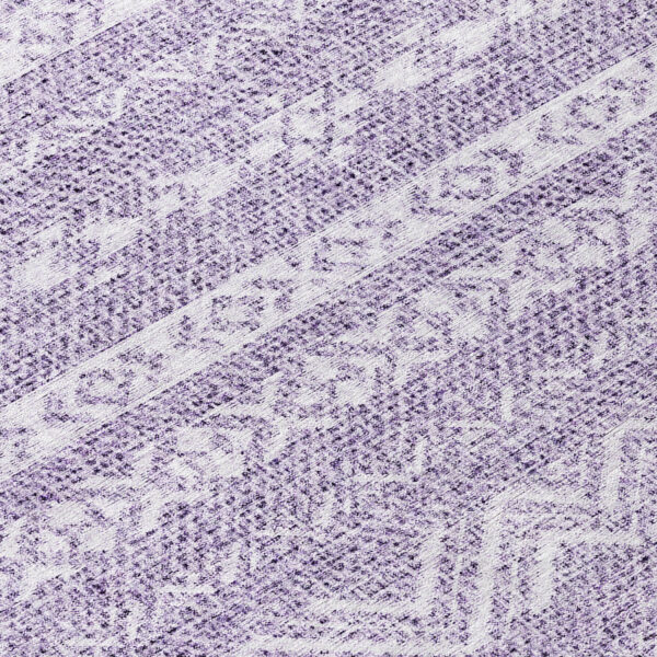 8' Purple And Lavender Round Southwestern Washable Indoor Outdoor Area Rug