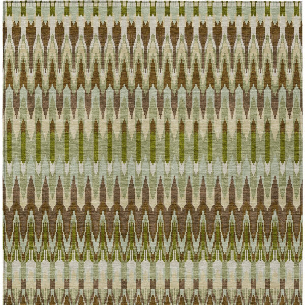 10' X 14' Artichoke Green And Brown Southwestern Washable Indoor Outdoor Area Rug
