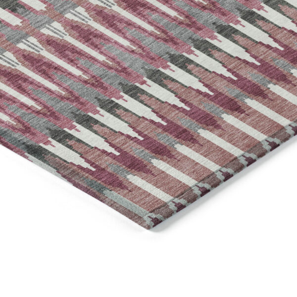 10' X 14' Mauve Merlot And Ivory Southwestern Washable Indoor Outdoor Area Rug