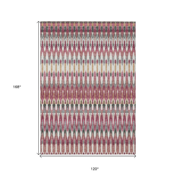 10' X 14' Mauve Merlot And Ivory Southwestern Washable Indoor Outdoor Area Rug