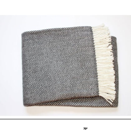 Dark Grey and White Dreamy Soft Herringbone Throw Blanket