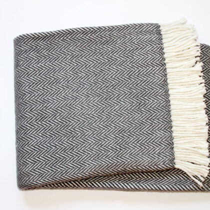 Dark Grey and White Dreamy Soft Herringbone Throw Blanket