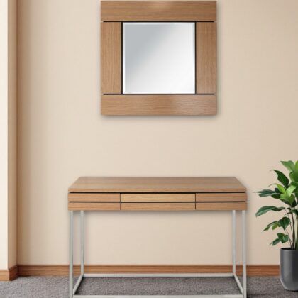 47" Brown and Silver Wood Frame Console Table With Drawer